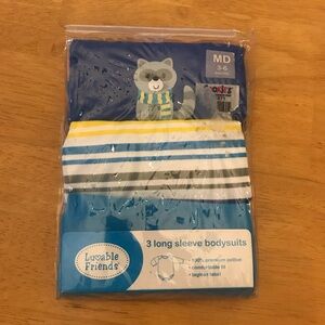 Luvable Friends Blue and White Longsleeve Bodysuits 3-6 months